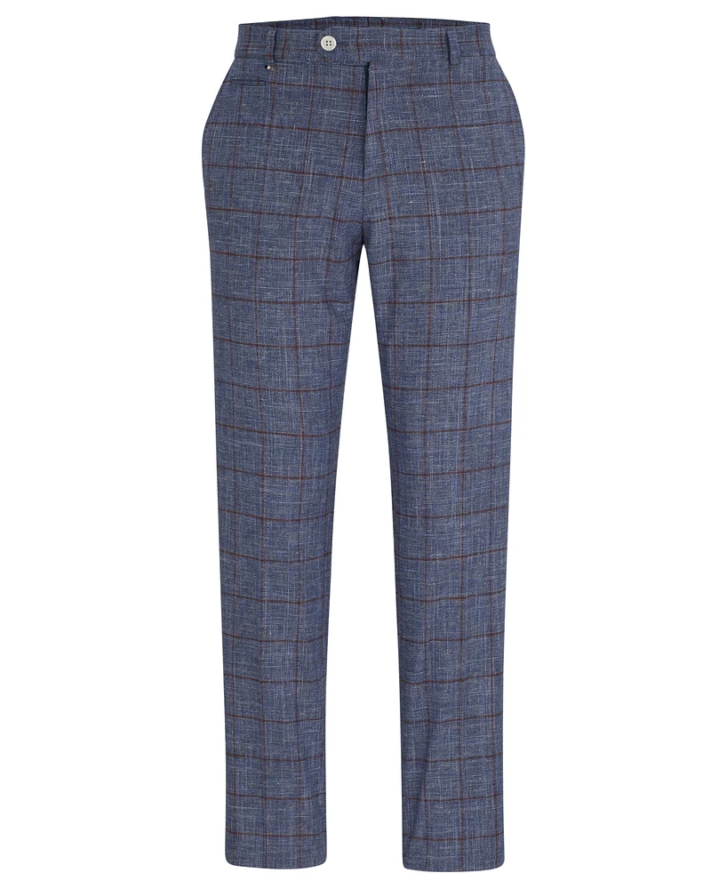 Boss by Hugo Men's Plain-Checked Slim-Fit Trousers