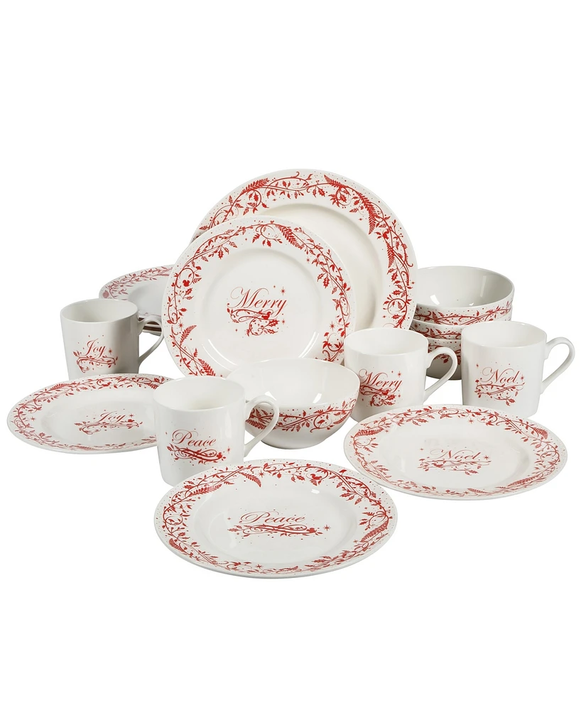 Martha Stewart Holiday Vines 16 Piece Dinnerware Set, Service for 4