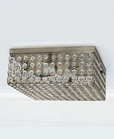 Lalia Home 12" Classix Glam Two Light Decorative Square Crystal and Metal Flush Mount Ceiling Light Fixture