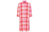 Olsen Women's 100% Linen Plaid Shirt Dress