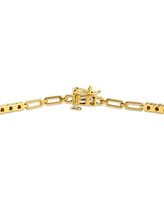 Diamond Station & Polished Open Link Bracelet (1/4 ct. t.w.) in Sterling Silver or Gold-plated Sterling Silver