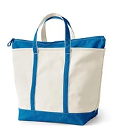 Lands' End Natural 5 Pocket Zip Top Canvas Tote Bag