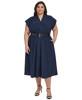 Calvin Klein Plus Commuter Belted Midi Dress