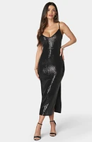 bebe Women's Disco Dot Maxi Tank Bodycon Dress