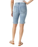 Gloria Vanderbilt Petite Shape Effect High Rise Pull On Denim Bermuda Shorts