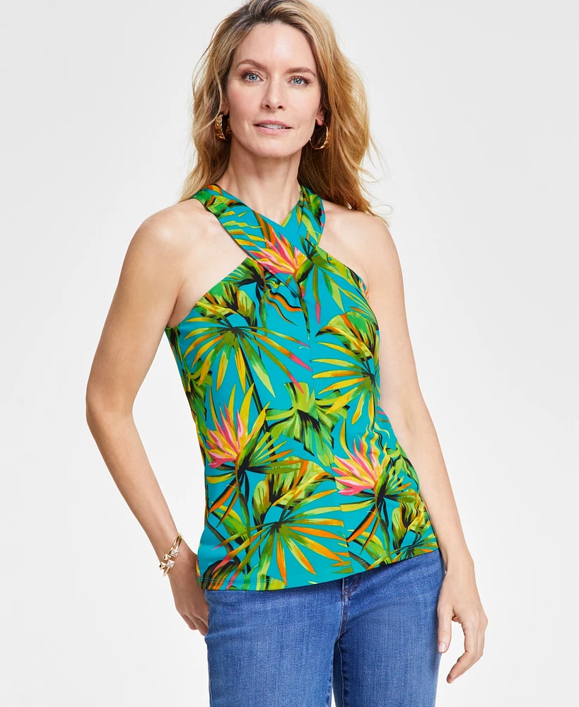 I.n.c. International Concepts Women's Crossover Halter Top, Created for Macy's