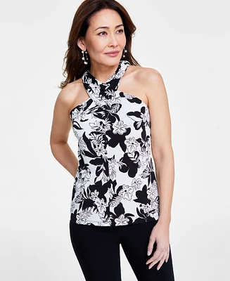 I.n.c. International Concepts Women's Crossover Halter Top, Created for Macy's