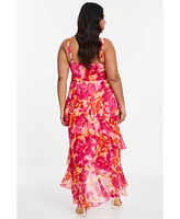 Quiz Plus Size Chiffon Ruffle Maxi Dress