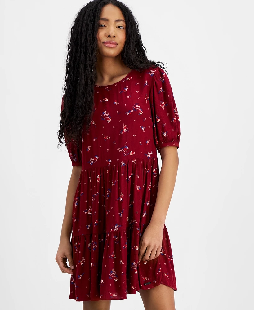 Tommy Jeans Women's Floral-Print Tiered A-Line Dress