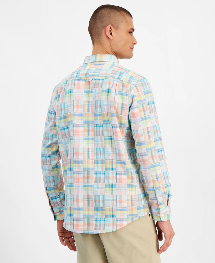 Club Room Men's Madras Plaid Long Sleeve Button-Front Shirt, Created for Macy's