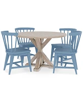Catriona 5pc Dining Set (Round Table + 4 Wood Side Chairs)