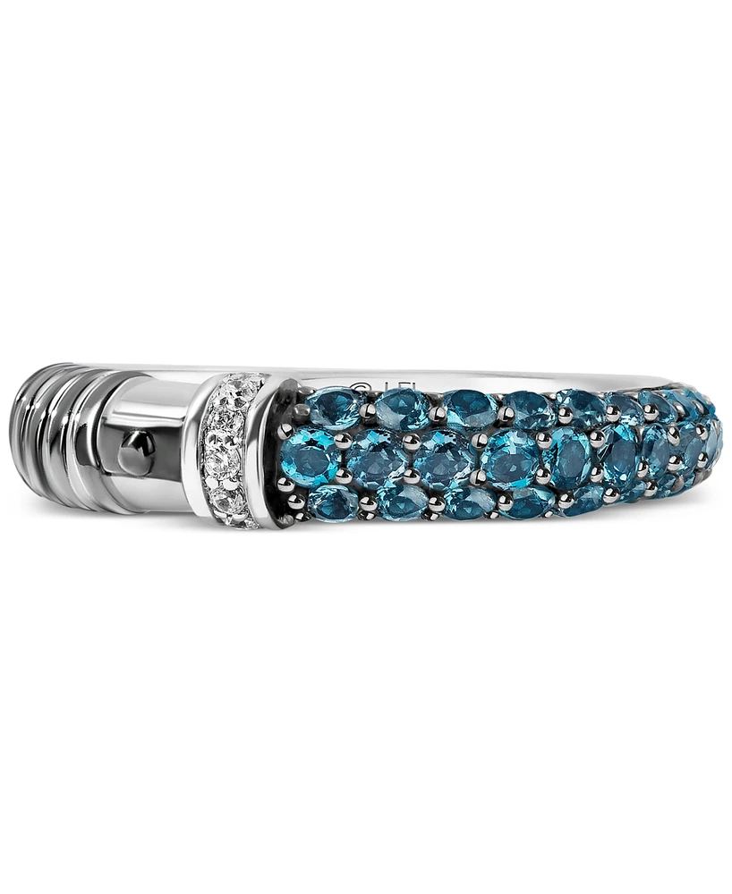 Wonder Fine Jewelry London Blue Topaz (1 ct. t.w.) & Diamond (1/20 ct. t.w.) Obi-Wan Kenobi Lightsaber Ring in Sterling Silver