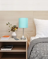 Creekwood Home Oslo 19.5" Contemporary Bedside Standard Metal Table Desk Lamp with White Drum Fabric Shade