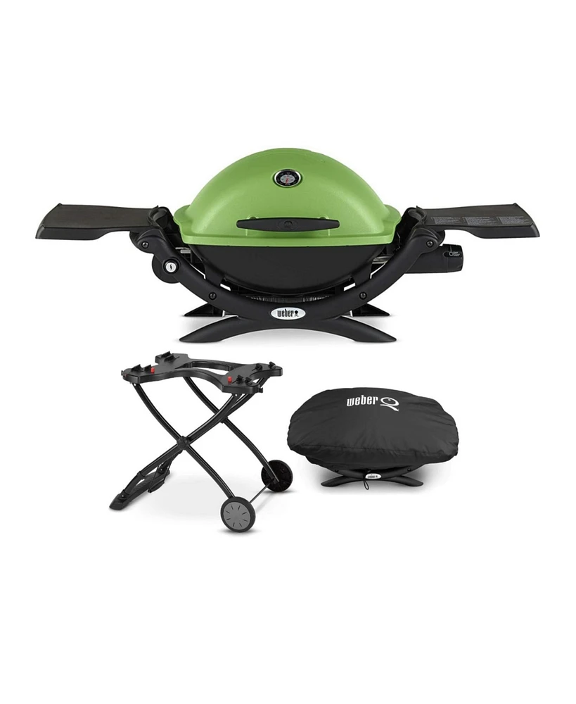 Weber Q 1200 Gas Grill (Green) Bundle