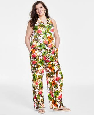 I.N.C. International Concepts Plus Size Tie Front Halter Top Wide Leg Pants Created For Macys