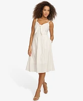 kensie Women's Textured Cotton Knot-Front Sleeveless Dress