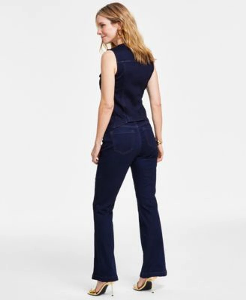 I.N.C. International Concepts Womens Button Front Vest High Rise Kick Flare Jeans Created For Macys