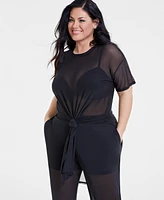 Nina Parker Trendy Plus Mesh Tunic, Created for Macy's