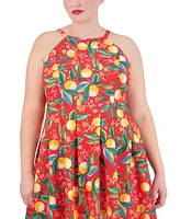 Vince Camuto Plus Printed Fit & Flare Scuba Crepe Dress