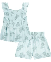 Levi's Little Girls Peplum Tank Top and Shorts Set