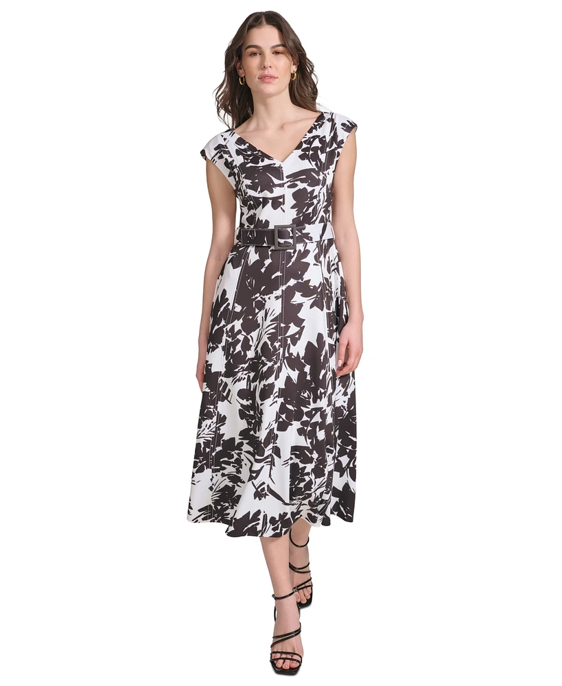 Calvin Klein Women's Printed A-Line Midi Dress