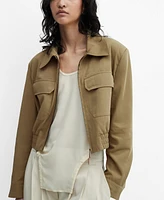 Mango Women's Pockets Detail Cropped Jacket