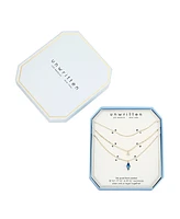 Unwritten Cubic Zirconia Blue Glass Layered 3-Piece Necklace Set