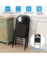 6-Pack Folding Chair Fabric Upholstered Padded Seat Metal Frame for Home Office Dining Room