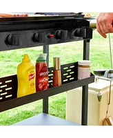 Sugift 4 Burner Propane Gas Grill Flat Top Griddle Grill in Black