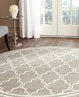 Safavieh Amherst AMT414 Dark Gray and Beige 7' x 7' Round Area Rug