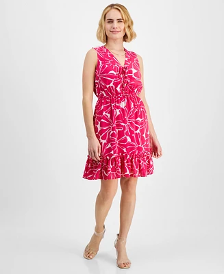 I.n.c. International Concepts Petite Floral-Print Ruffled-Hem Dress, Created for Macy's