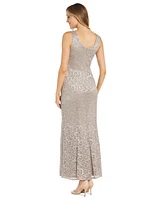 R & M Richards Petite 2-Pc. Metallic-Lace Gown Jacket Set