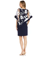 R & M Richards Women's Floral-Embroidered Poncho Dress