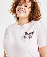 Rebellious One Trendy Plus Butterfly Graphic Print T-Shirt