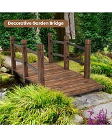 Slickblue 5 Feet Wooden Garden Bridge with Safety Rails