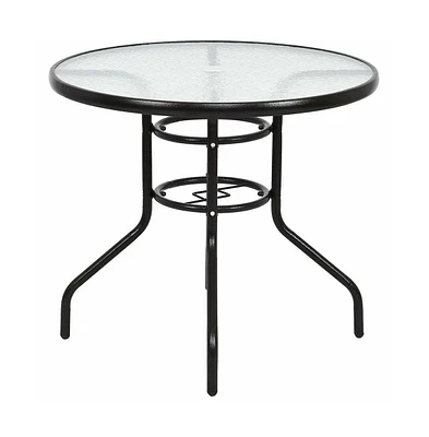 Slickblue Patio Round Table Steel Frame Dining Table