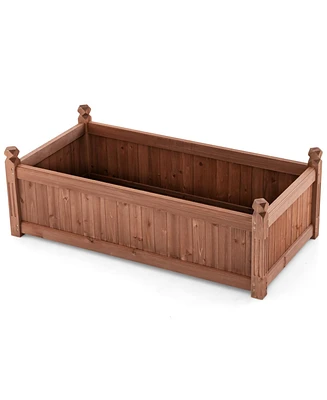 Slickblue 46 x 24 x 16 Inch Rectangular Planter Box with Drainage Holes for Backyard Garden Lawn-Brown
