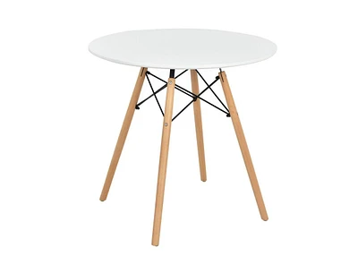 Slickblue Round Modern Dining Table with Solid Wooden Leg-White