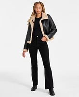 Maralyn & Me Juniors' Faux-Shearling Moto Jacket