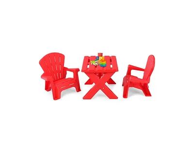 Slickblue 3-Piece Plastic Children Table Chair Set-Blue