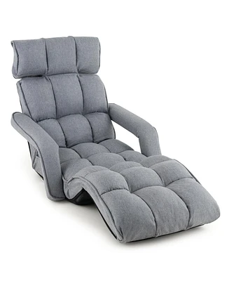 Slickblue 6-Position Adjustable Floor Chair with Adjustable Armrests and Footrest
