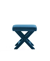 Manhattan Comfort Abigail 20.47" Velvet Upholstered Rubberwood Ottoman Bench