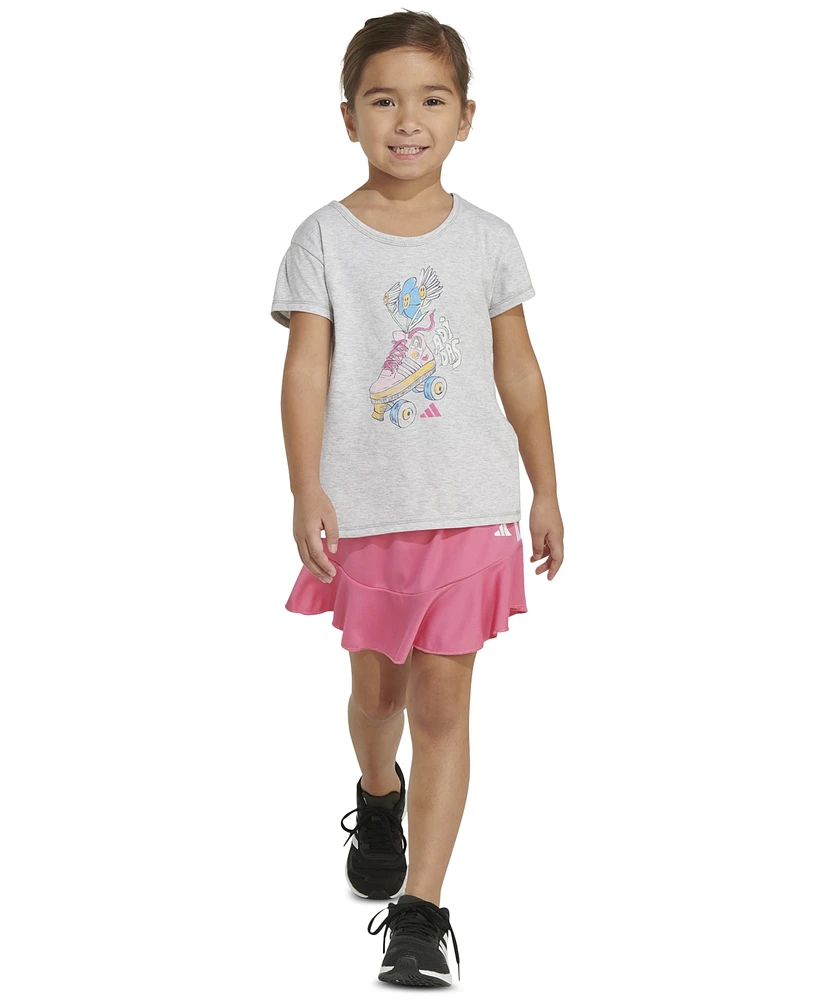 adidas Toddler & Little Girls 2-Pc. Heather Graphic T-Shirt and Skort Set
