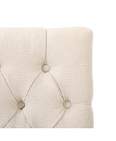 WestinTrends Linen Fabric Tufted Counter Stool (Set of 2)