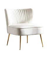 25" Wide Upholstered Tufted Velvet Accent Chair With Metal Leg