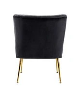 25" Wide Upholstered Tufted Velvet Accent Chair With Metal Leg