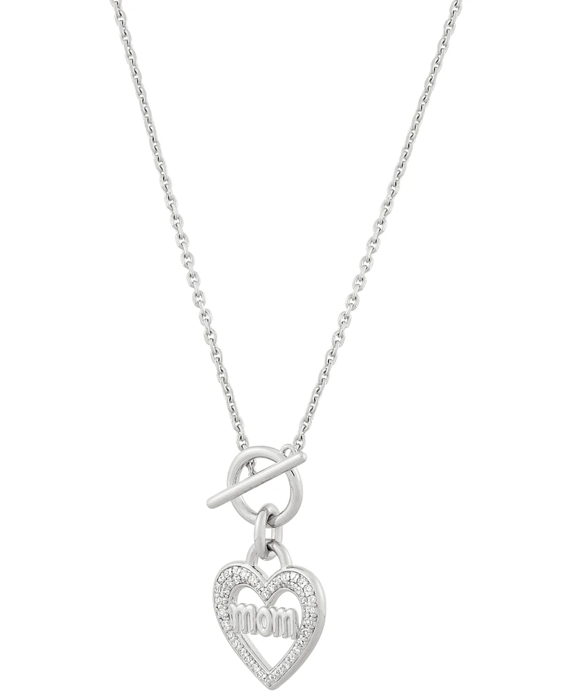 Diamond Mom Heart Toggle Necklace (1/6 ct. t.w.) in Sterling Silver, 16" + 4" extender