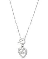 Diamond Mom Heart Toggle Necklace (1/6 ct. t.w.) in Sterling Silver, 16" + 4" extender
