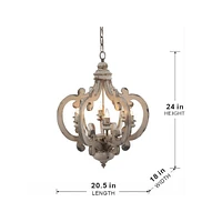 6-Light Farmhouse Chandelier, Adjustable Chain, Bulb Not Included