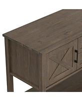 Simpli Home Ela Solid Wood Console Table in Smoky Brown